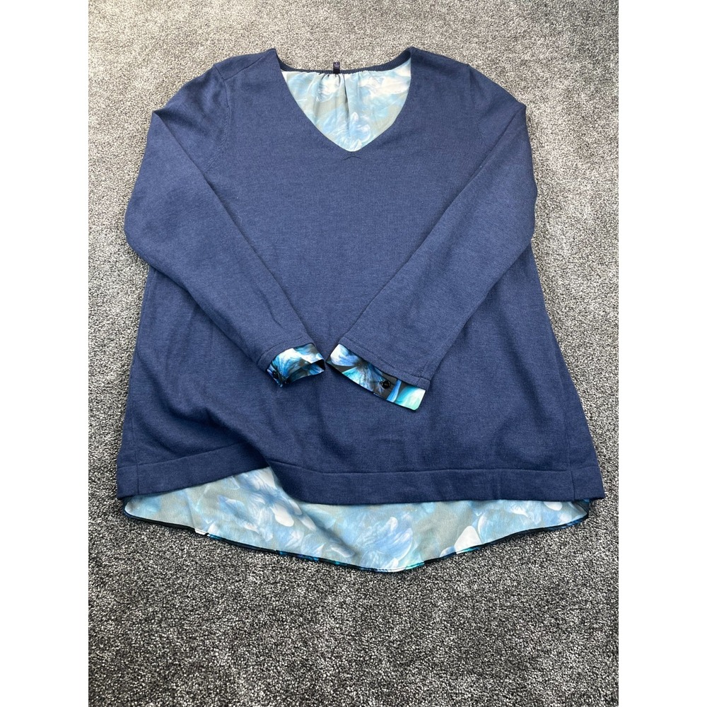 NYDJ Women's Pullover Sweater Blouse Size Large Blue Long‎ Sleeves